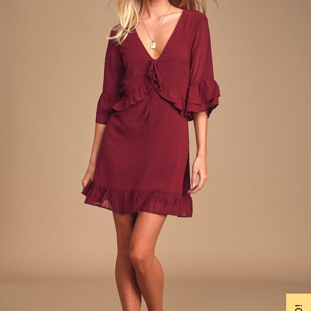 Burgundy polka dot dress